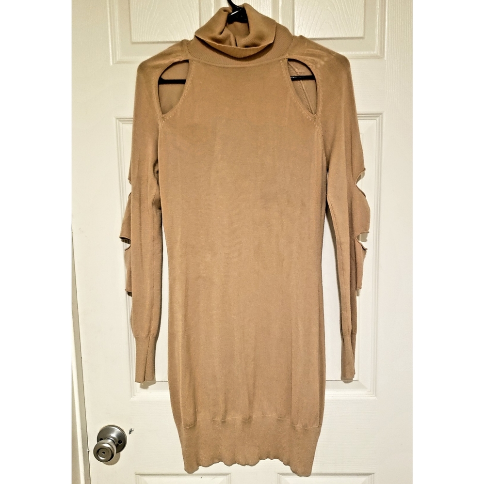Tan Turtle Neck Dress - SIZE S